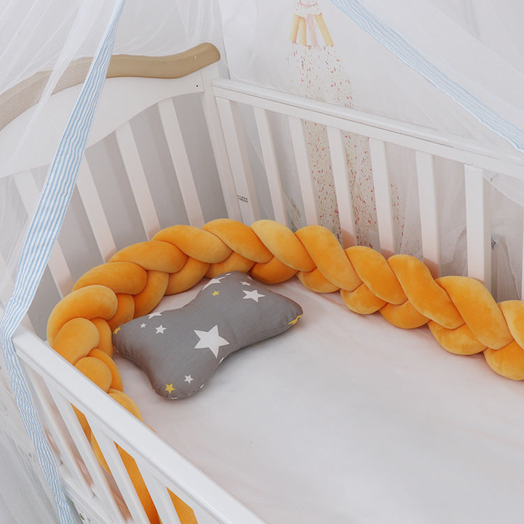 Coussin bébé avec tresse et nœud, protection pour berceau, décoration de chambre
