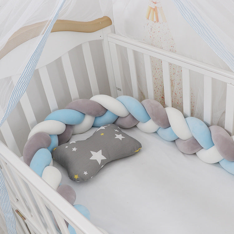 Coussin bébé avec tresse et nœud, protection pour berceau, décoration de chambre