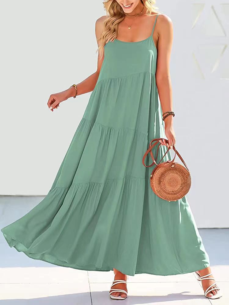 Robe maxi décontractée pour femmes, ample, plissée, irrégulière, style plage