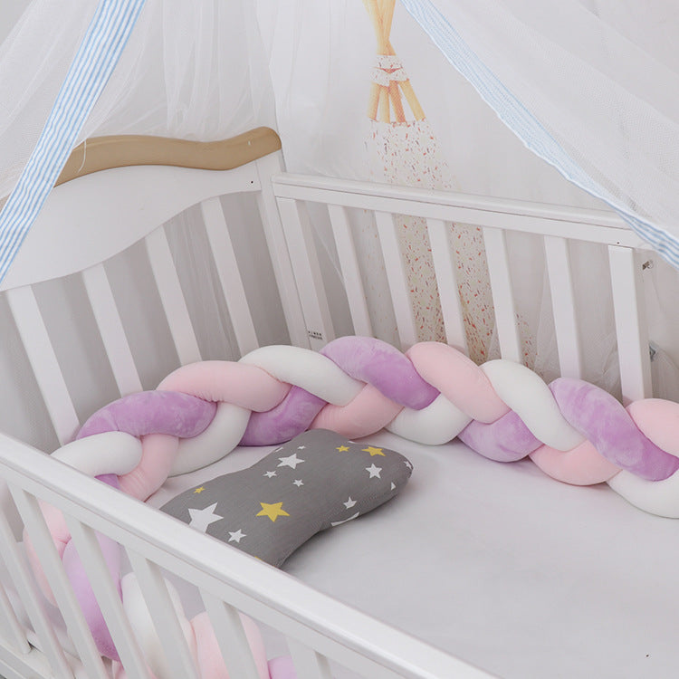 Coussin bébé avec tresse et nœud, protection pour berceau, décoration de chambre