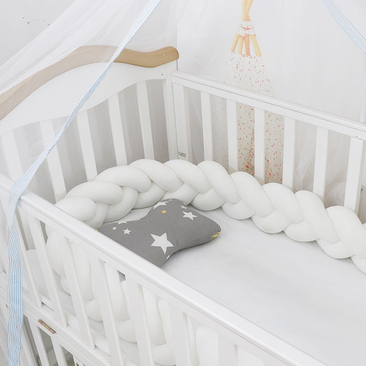 Coussin bébé avec tresse et nœud, protection pour berceau, décoration de chambre