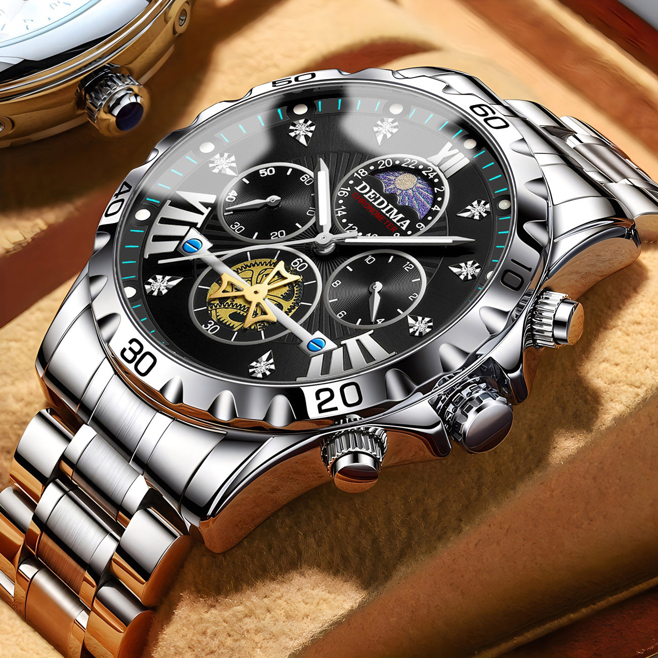 Montre Quartz à Volant Lumineuse Étanche pour Affaires