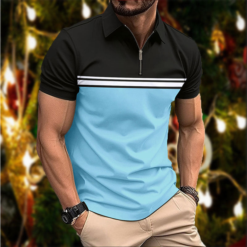 Chemise POLO pour homme élégante et rayures sur la poitrine