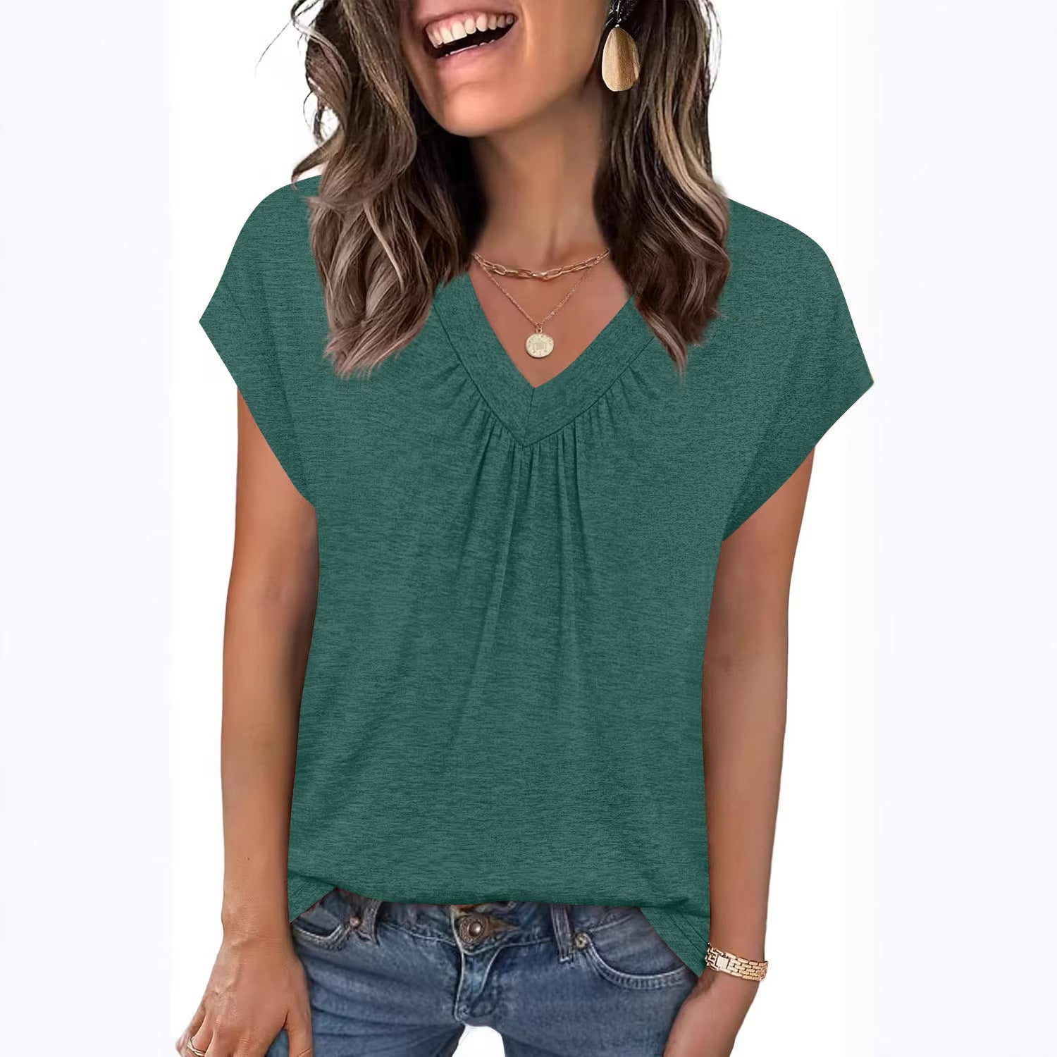 Haut T-shirt à manches courtes amples col en
