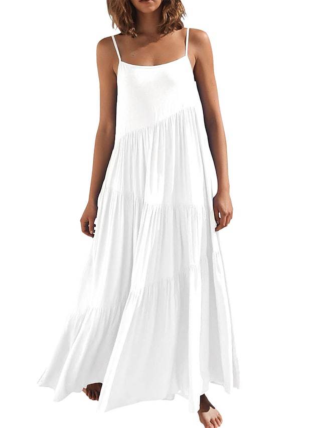Robe maxi décontractée pour femmes, ample, plissée, irrégulière, style plage