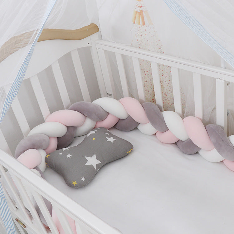 Coussin bébé avec tresse et nœud, protection pour berceau, décoration de chambre