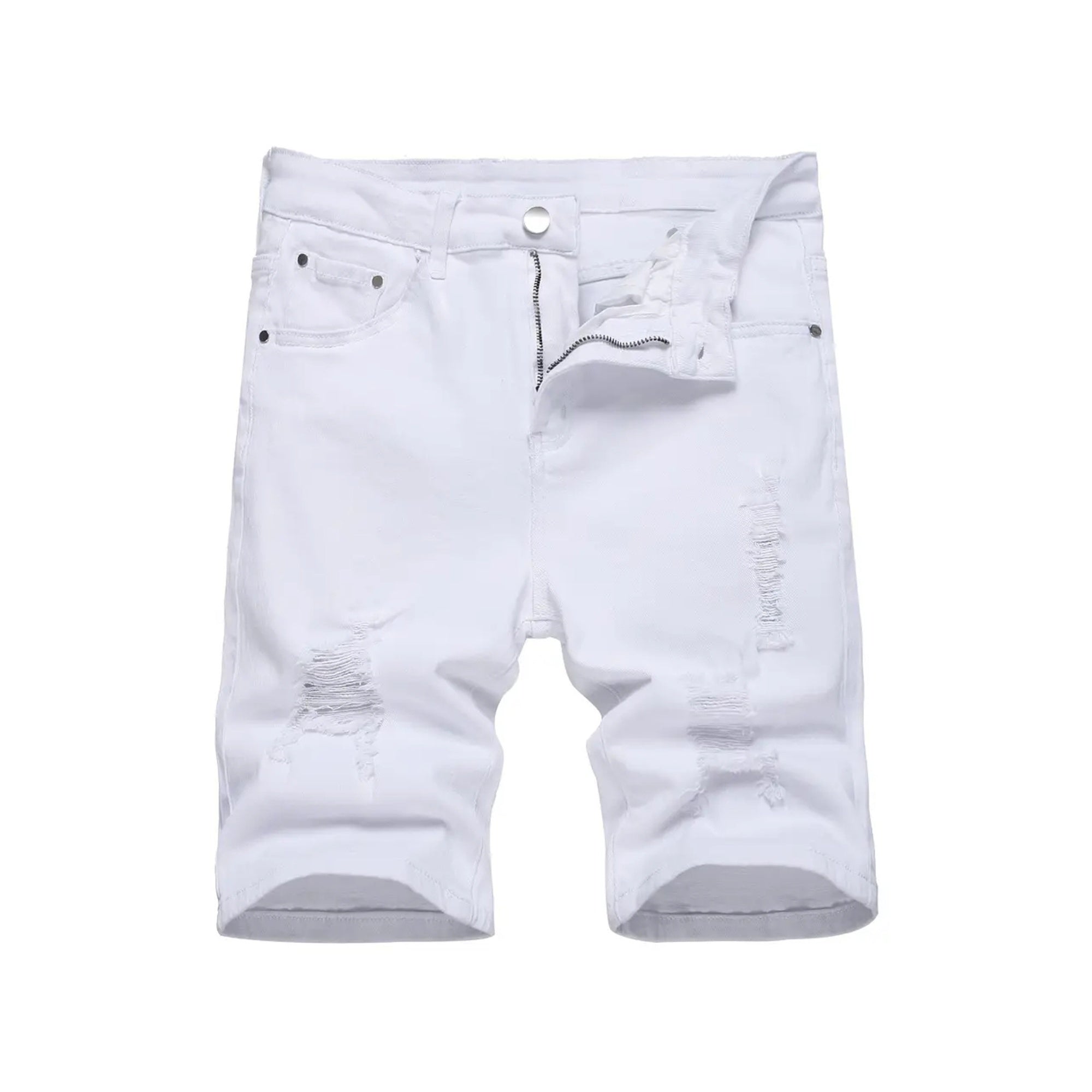 Shorts en denim pour hommes été déchirés extensibles