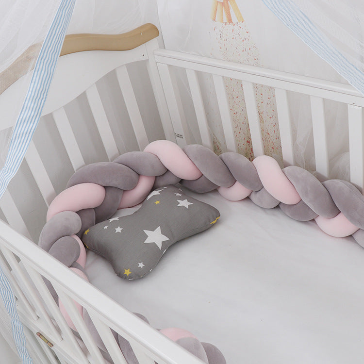 Coussin bébé avec tresse et nœud, protection pour berceau, décoration de chambre