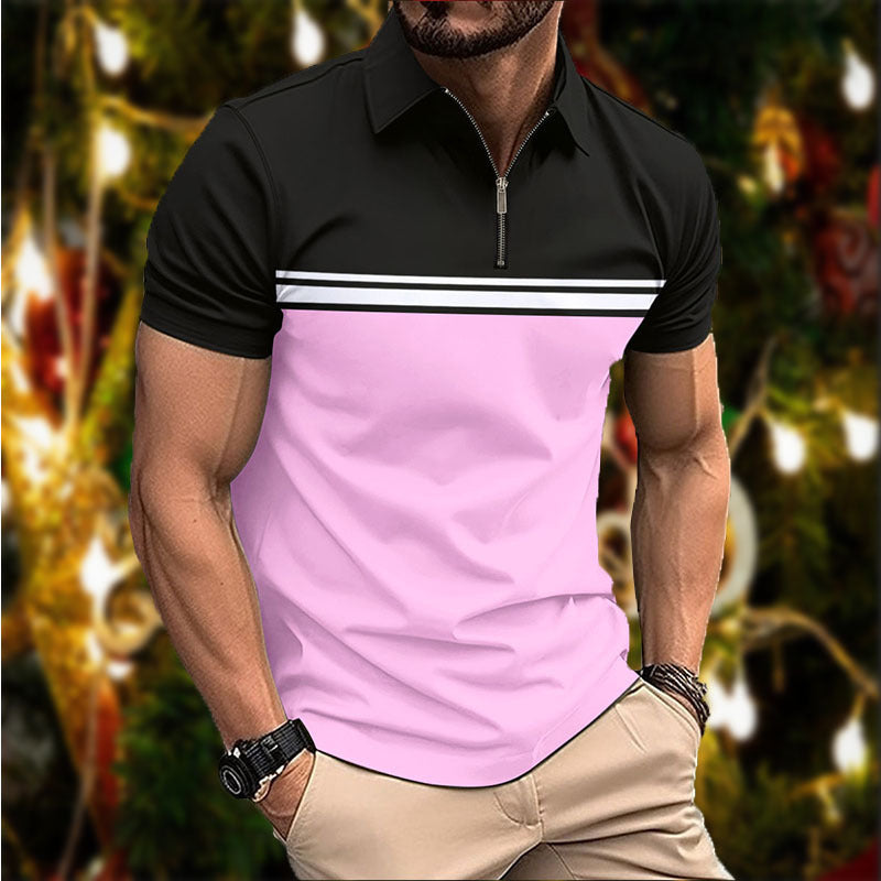 Chemise POLO pour homme élégante et rayures sur la poitrine