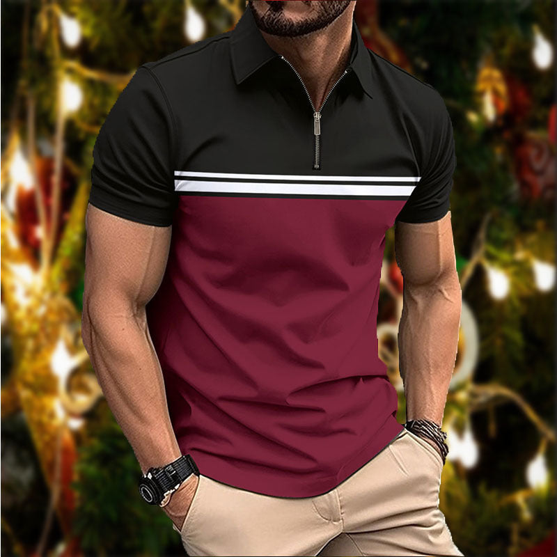 Chemise POLO pour homme élégante et rayures sur la poitrine