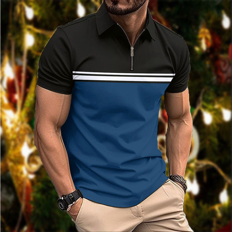 Chemise POLO pour homme élégante et rayures sur la poitrine