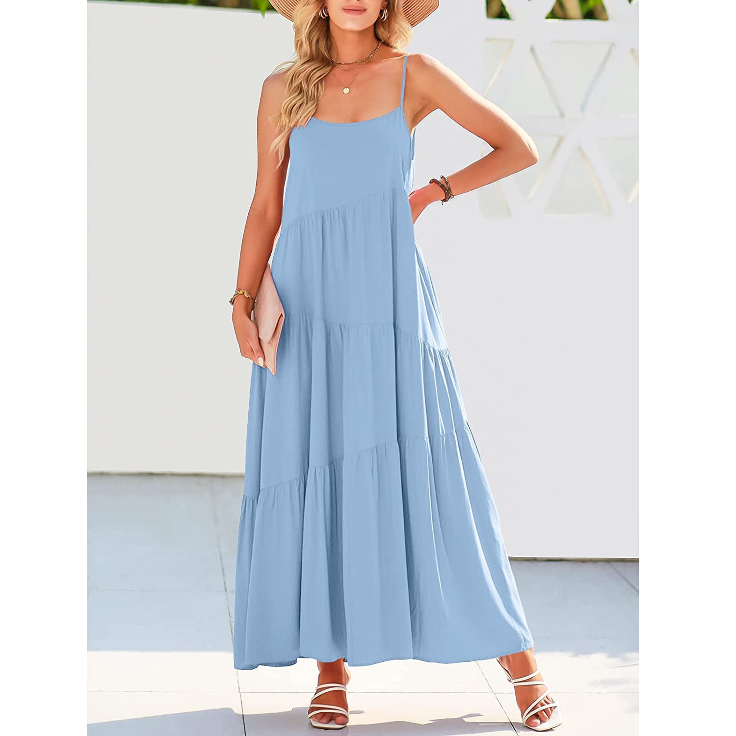 Robe maxi décontractée pour femmes, ample, plissée, irrégulière, style plage