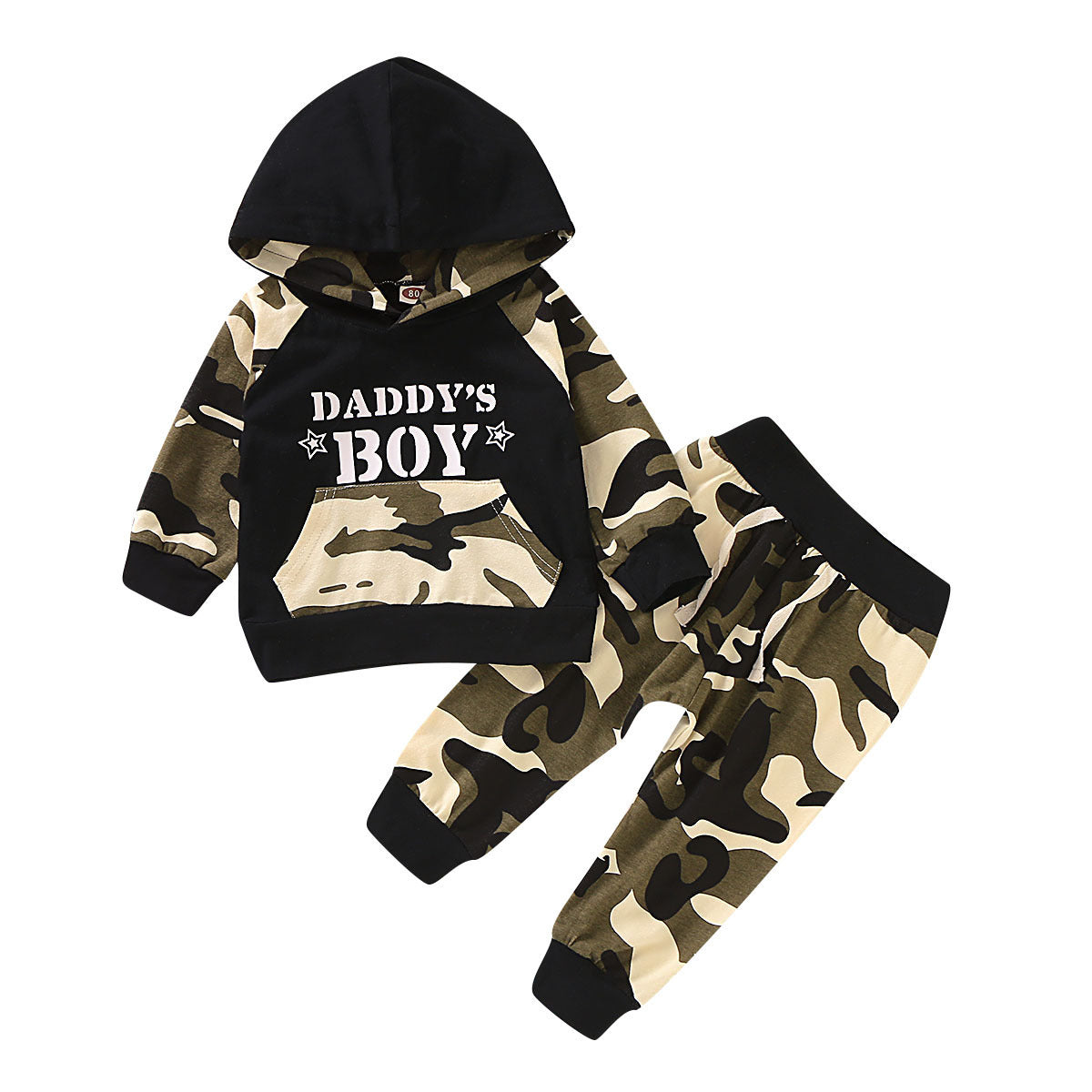 Pull camouflage à lettres pour garçons, deux pièces, à manches longues