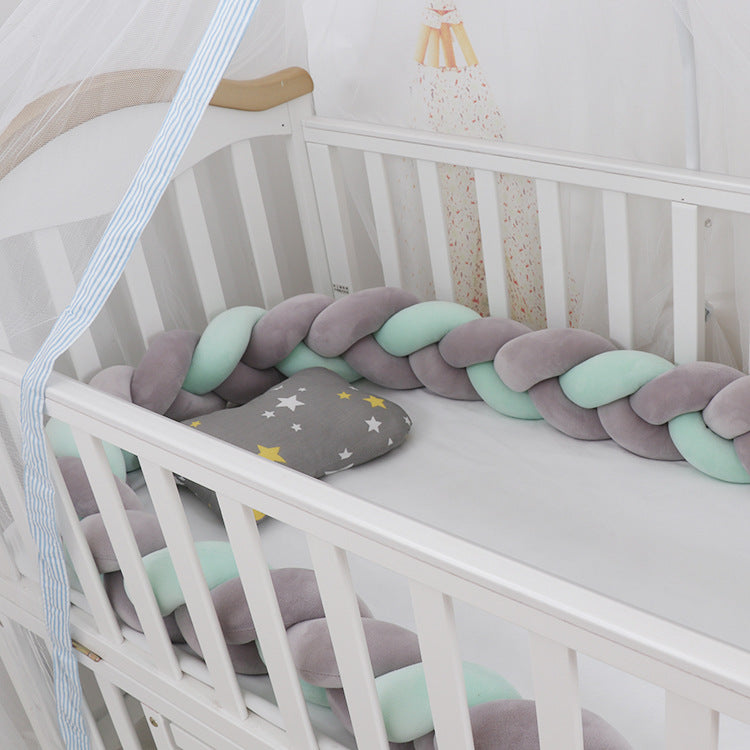 Coussin bébé avec tresse et nœud, protection pour berceau, décoration de chambre