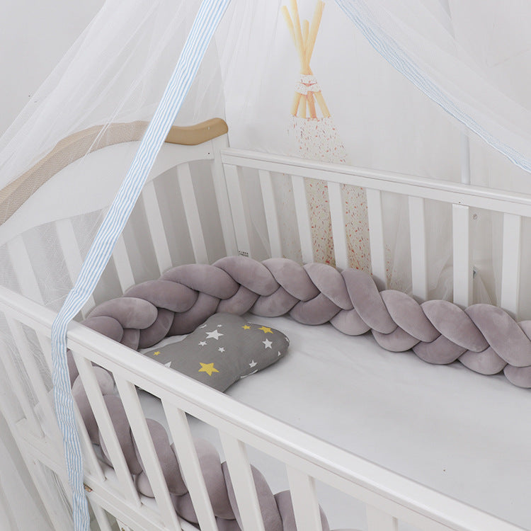 Coussin bébé avec tresse et nœud, protection pour berceau, décoration de chambre
