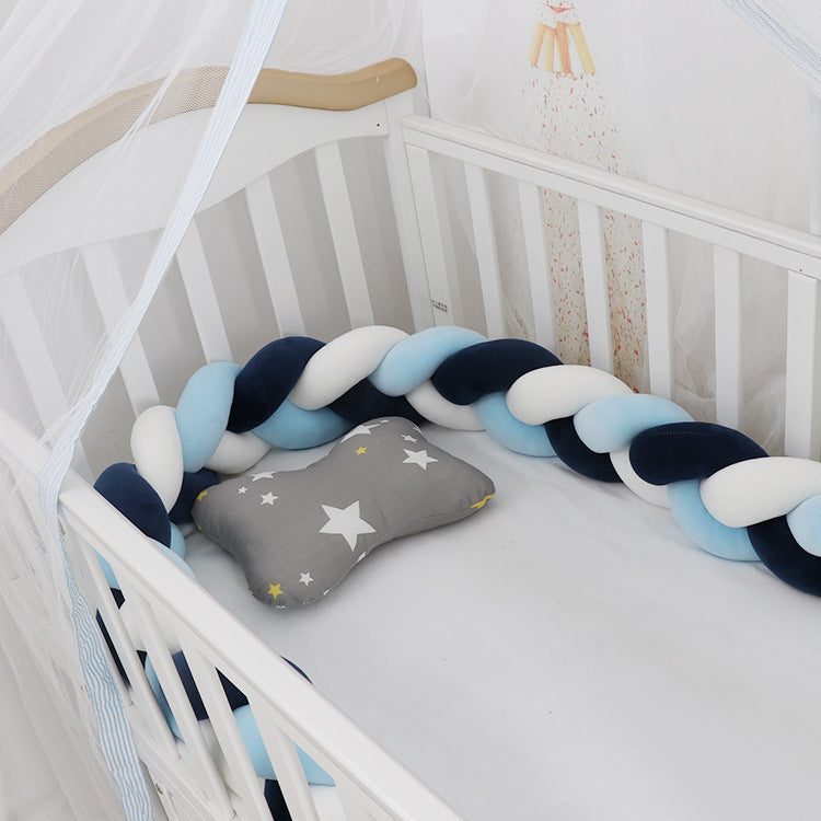 Coussin bébé avec tresse et nœud, protection pour berceau, décoration de chambre
