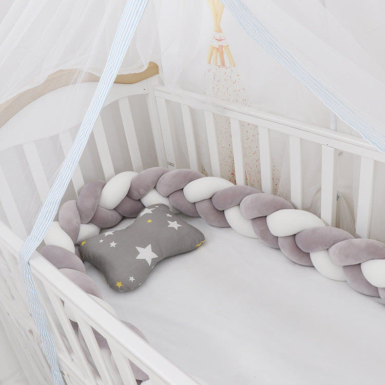 Coussin bébé avec tresse et nœud, protection pour berceau, décoration de chambre