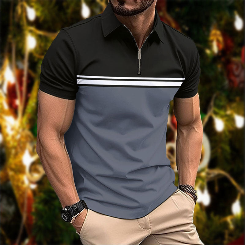 Chemise POLO pour homme élégante et rayures sur la poitrine