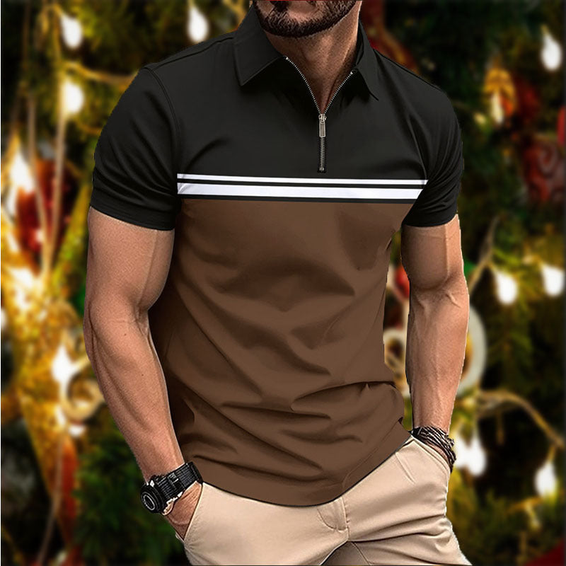 Chemise POLO pour homme élégante et rayures sur la poitrine