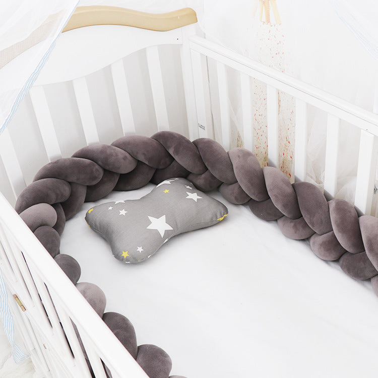 Coussin bébé avec tresse et nœud, protection pour berceau, décoration de chambre