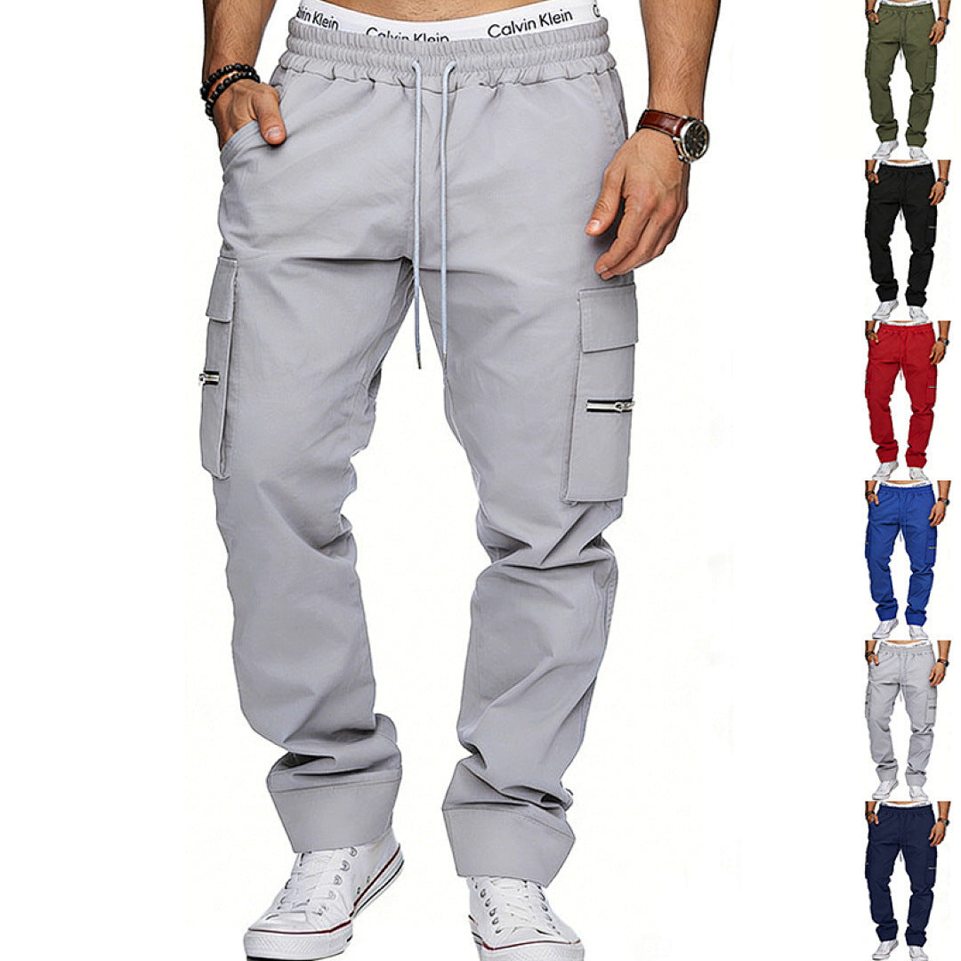 Pantalon décontracté pour homme, ample, avec poches multiples
