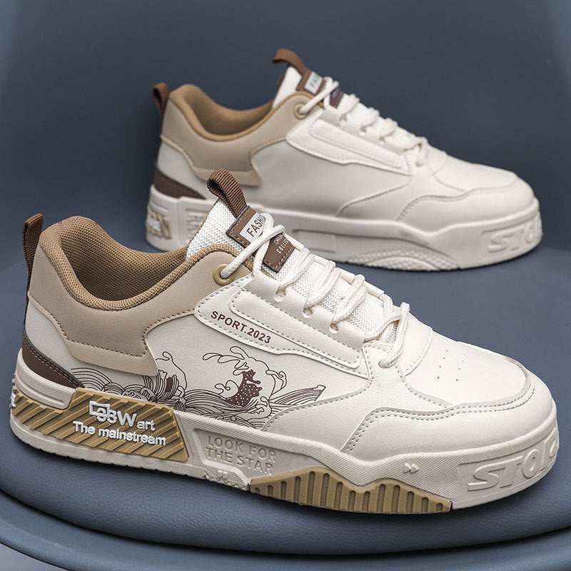 Sneakers blanches multifonctions avec semelle rehaussant discrète