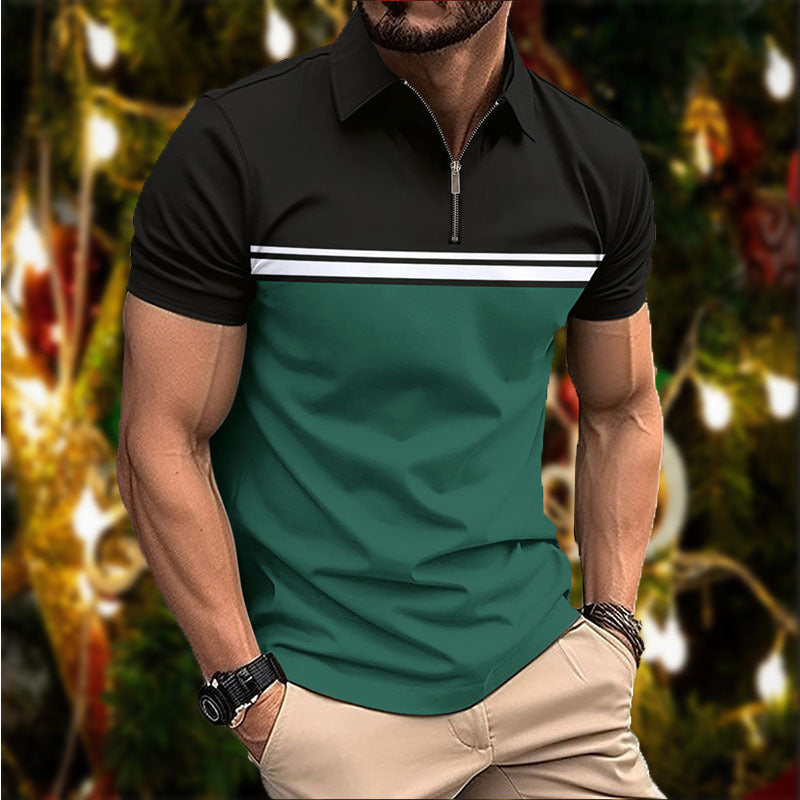 Chemise POLO pour homme élégante et rayures sur la poitrine