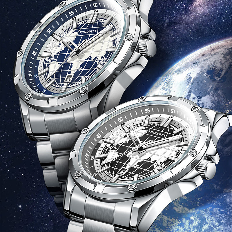 Montre Quartz Terre Lumineuse et Résistante à l'Eau